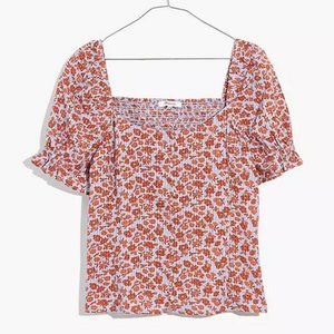 Madewell: Button-Front Smocked-Back Top in Piccola Floral